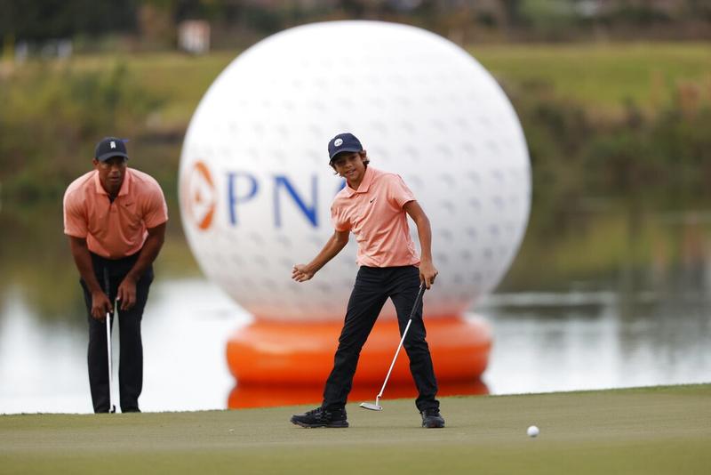 Woods, Son Charlie Shoot Bogey-free 62 At PNC Championship